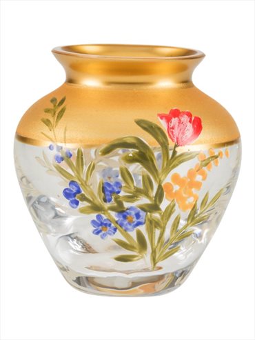 Gold Kır Çiçekli Mini Vazo 